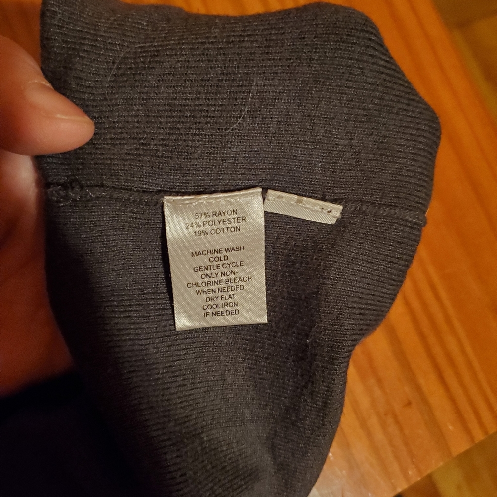 Medium Gray LOFT Faux Wrap Sweater with Ruched Sleeves - Picture 5 of 5